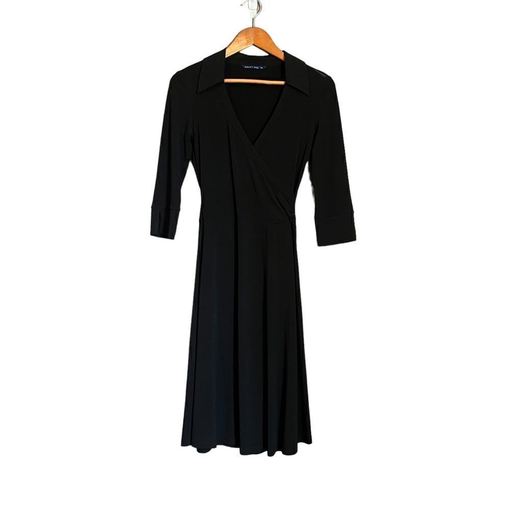 Smart Set 3/4 sleeve black collared dress. Size small